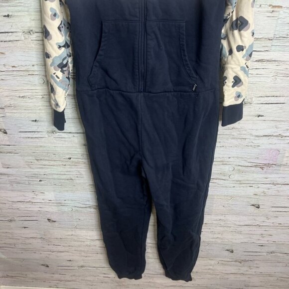 Picture clothing Navy and Cream Hooded Onesie don’t panic go organic medium - Picture 3 of 8